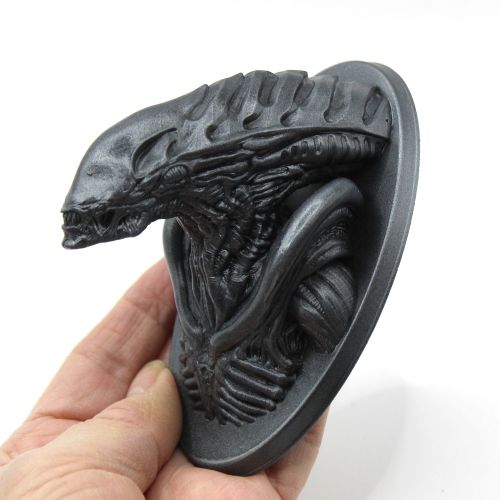 Alien Warrior Bust Fridge Magnet STEEL & BLACK